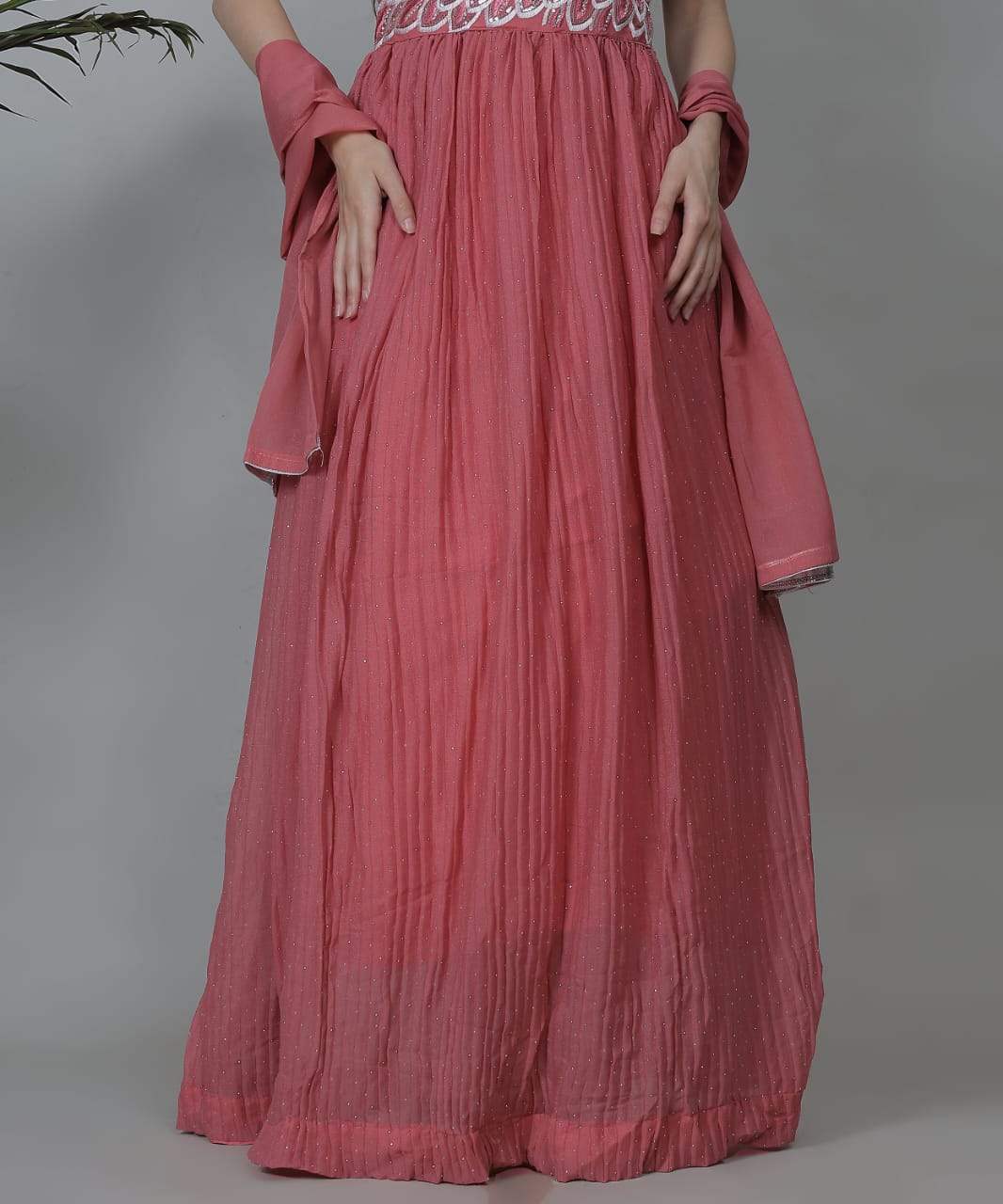 Rose Pink Sleeveless Anarkali Gown Set