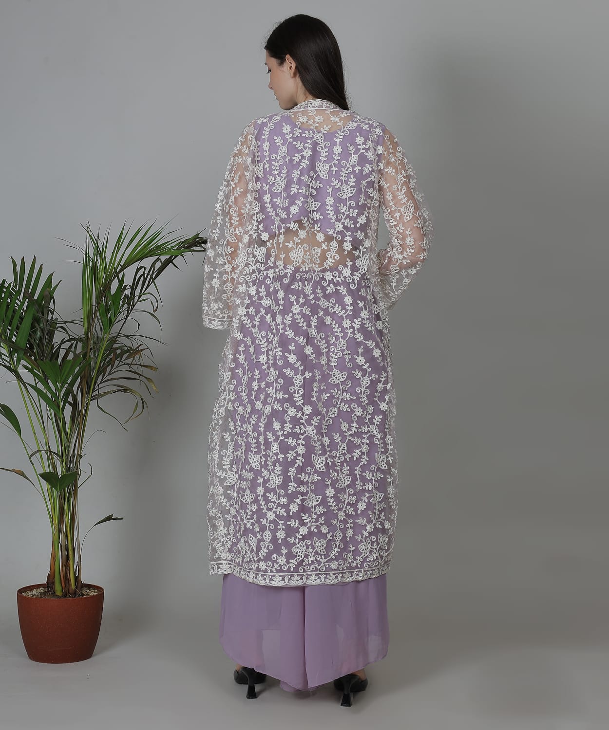 Lavender Embroidered Jacket Set