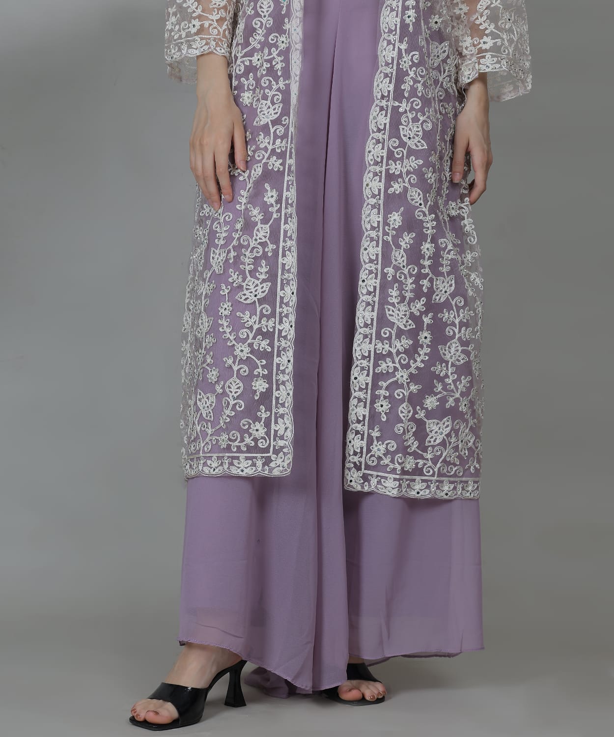 Lavender Embroidered Jacket Set