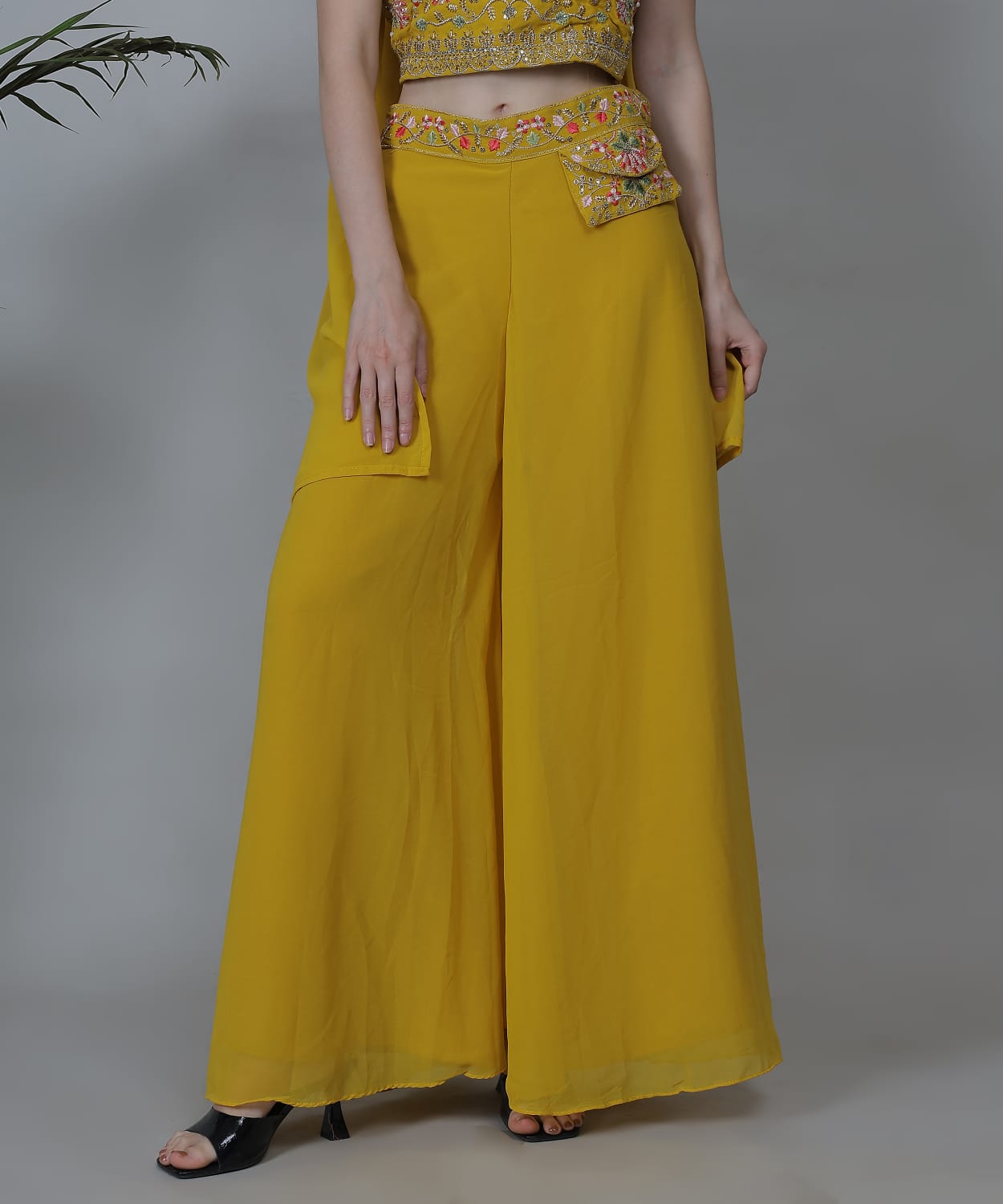 Mustard yellow Indo-western co-ord set