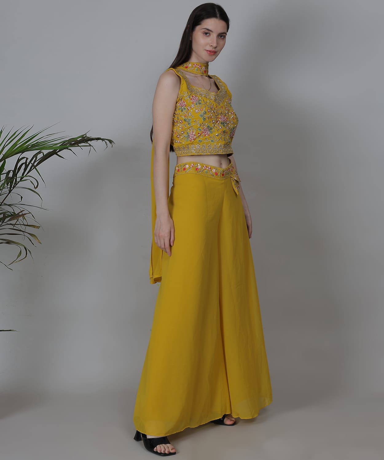 Mustard yellow Indo-western co-ord set